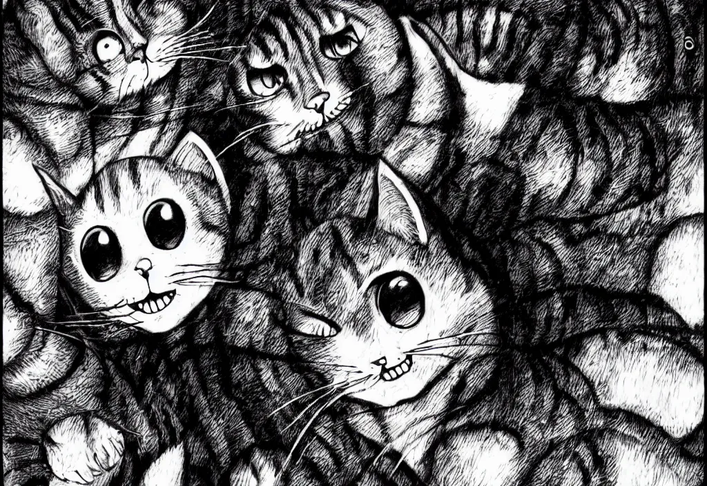 Image similar to smiling cat by junji ito