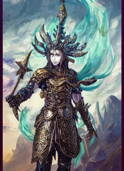 Image similar to an anime portrait of a knightly merfolk from magic the gathering wearing a ornate detailed armor and an atlantean crown, from skyrim, by stanley artgerm lau, wlop, rossdraws, james jean, andrei riabovitchev, marc simonetti, and sakimichan, trending on artstation