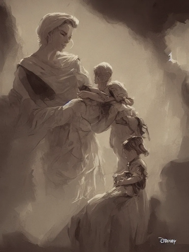 Image similar to mother by Disney Concept Artists, blunt borders, rule of thirds