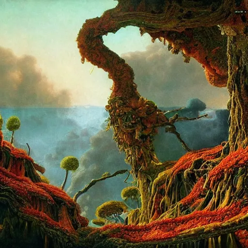 Image similar to paint surrealist 🌋🍄, ferdinand knab, high definition and detailed 4 k