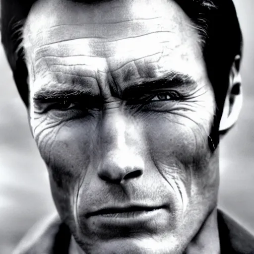 Prompt: young clint eastwood god perfect face coherent by kezie demessance