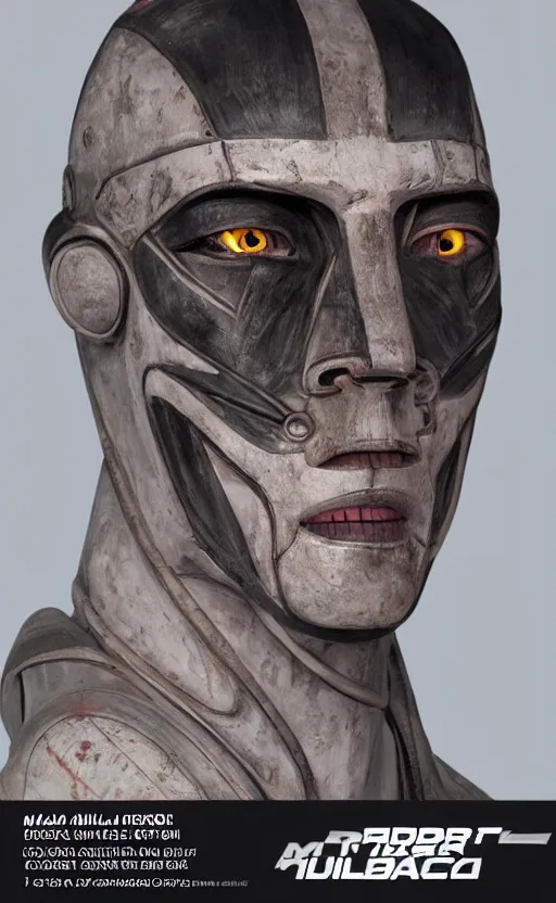 Prompt: 2049 bladerunner robot face with muori tribal face