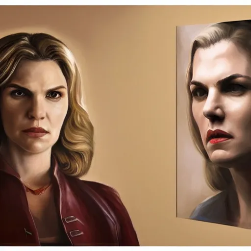 Prompt: ultra realistic portrait painting of kim wexler as a western outlaw, art by kuzma petrov, 4 k, ultra realistic, highly detailed, epic lighting