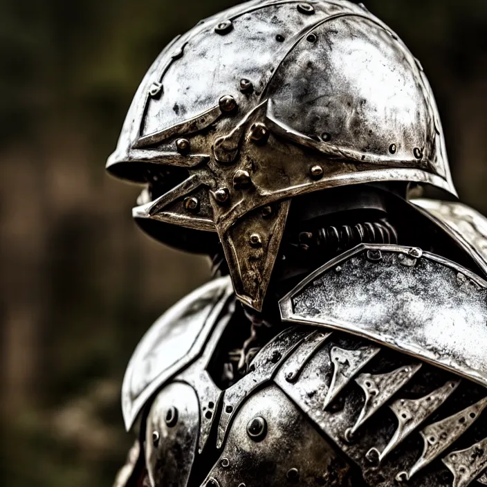 Image similar to photo of a warrior with metal spider themed armour and helmet, highly detailed, 4 k, hdr, smooth, sharp focus, high resolution, award - winning photo
