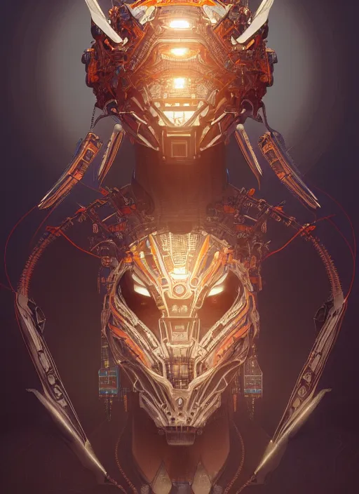 Prompt: symmetry!! portrait of a mechanical monster, horizon zero dawn style, intricate, elegant, highly detailed, digital painting, artstation, concept art, smooth, sharp focus, illustration, art by artgerm and greg rutkowski and alphonse mucha, 8 k