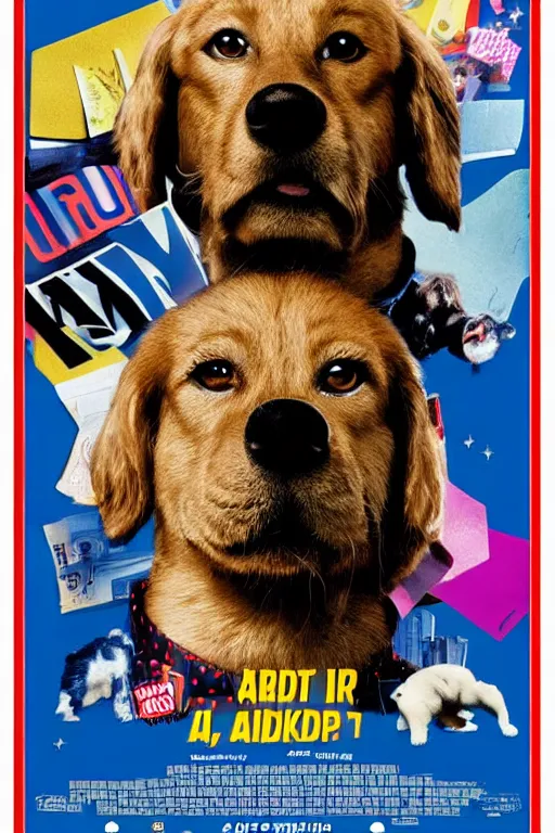 Image similar to poster to a movie where air bud does his ( ( taxes ) )