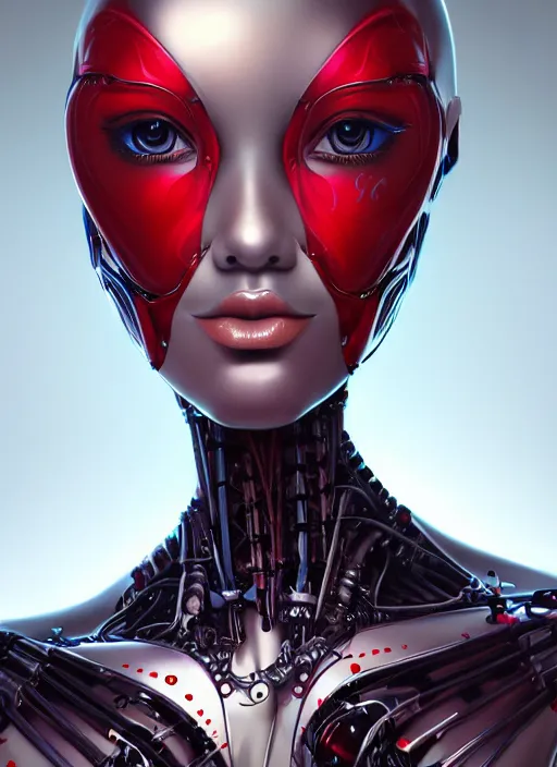 Image similar to portrait of a organic robot woman by Artgerm, biomechanical, hyper detailled, diffuse atmosphere, trending on artstation