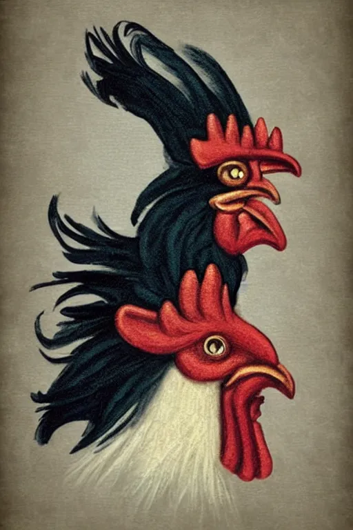 Prompt: ! dream portrait of a rooster, with top hat!!! and monocle!!!