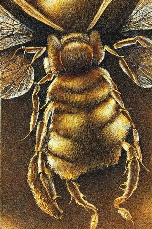 Image similar to artwork by john howe of a fungal killer bee