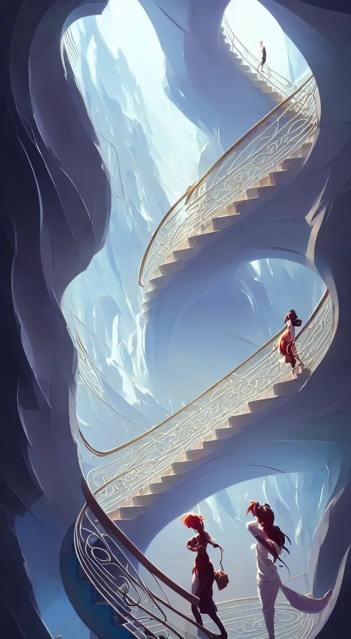 Prompt: incredible, mindblowing, never - ending swirling staircases, in marble incrusted of legends official fanart behance hd by jesper ejsing, by rhads, makoto shinkai and lois van baarle, ilya kuvshinov, rossdraws global illumination