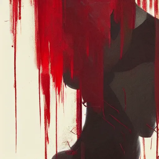 Prompt: pelham puppet surrounded by red curtains by Conrad Roset and Nicola Samuri, medium shot, rule of thirds, seductive look, beautiful, intricate, dystopian, sci-fi, extremely detailed, digital painting, artstation, concept art, smooth, sharp focus, intimidating lighting, incredible art, details visible, very dark ambiance