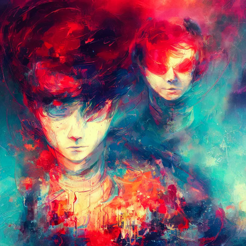 Image similar to # abstract painting of a # megical # boy, # mist # magic # spell, by yoshitaka amano and alena aenami