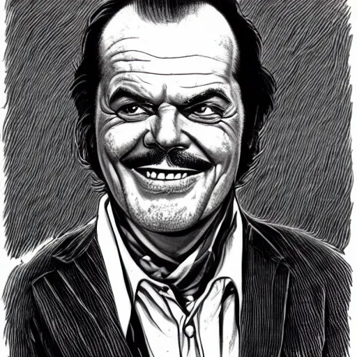 Prompt: a portrait of Jack Nicholson drawn by Robert Crumb