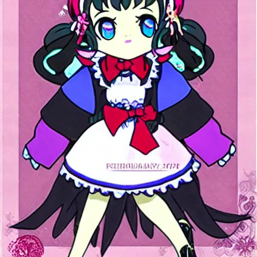 Image similar to elegant gothic pripara aikatsu magical girl touhou magical ms girl character, cel art