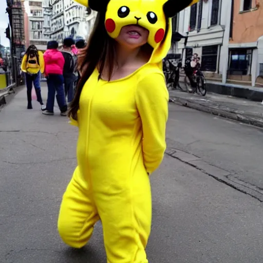 Prompt: cute girl in pikachu costume