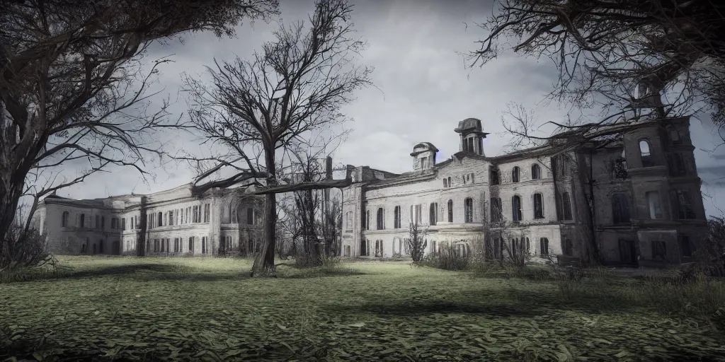 Image similar to investigating a haunted asylum, unreal engine