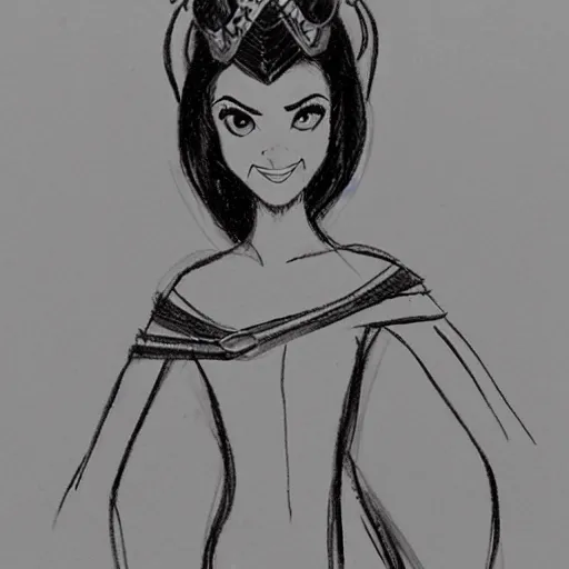 Image similar to milt kahl sketch of victoria justice with tendrils hair style as princess padme from star wars episode 3