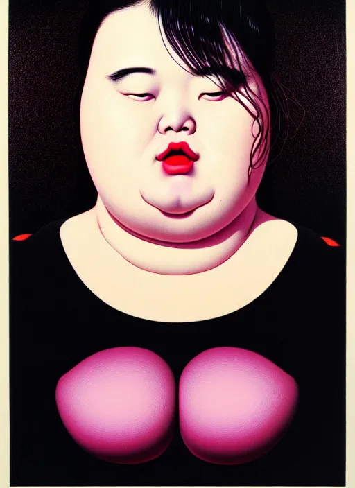 Prompt: portrait cute fat woman by shusei nagaoka kaws, david rudnick, takato yamamoto, airbrush on canvas pastell colors cell shaded 8 k