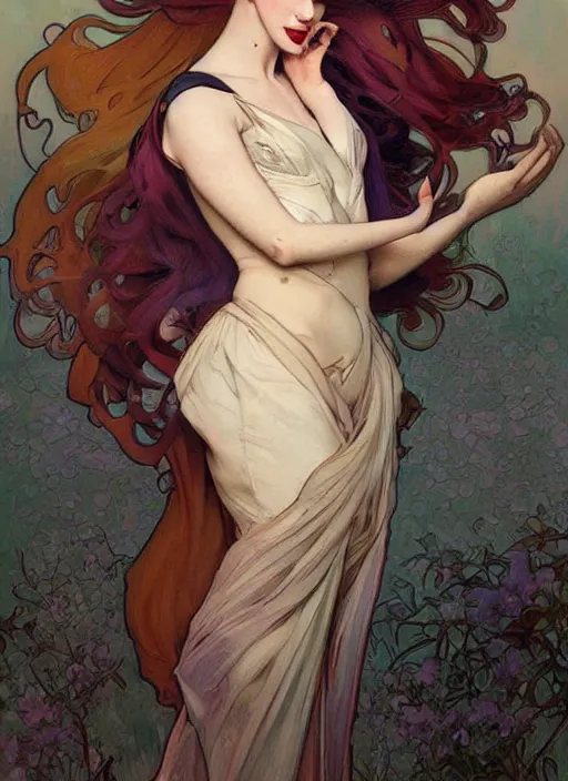 Image similar to jinkx monsoon, painting by artgerm and greg rutkowski and alphonse mucha