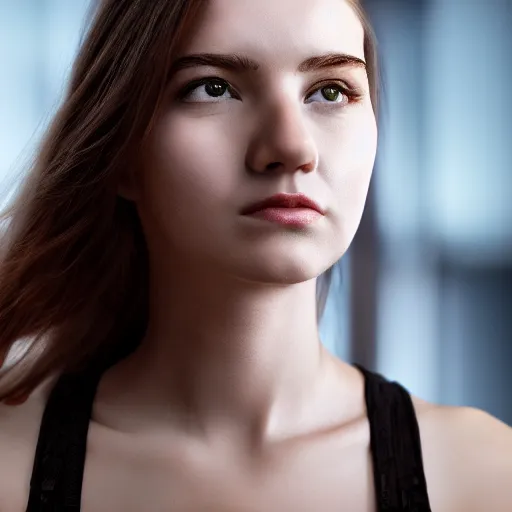 Image similar to young woman looking relieved, highly detailed, cinematic shot, cinematic lighting, 8 k, exquisite facial detail