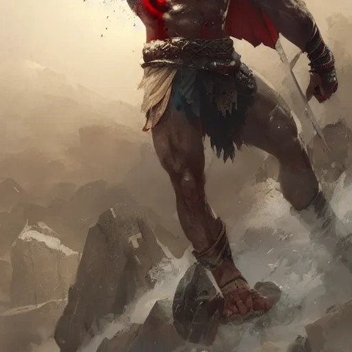 Prompt: kratos after defeating zeus by greg rutkowski