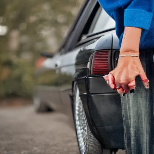 Image similar to Angry woman hold up in her hand BMW e30