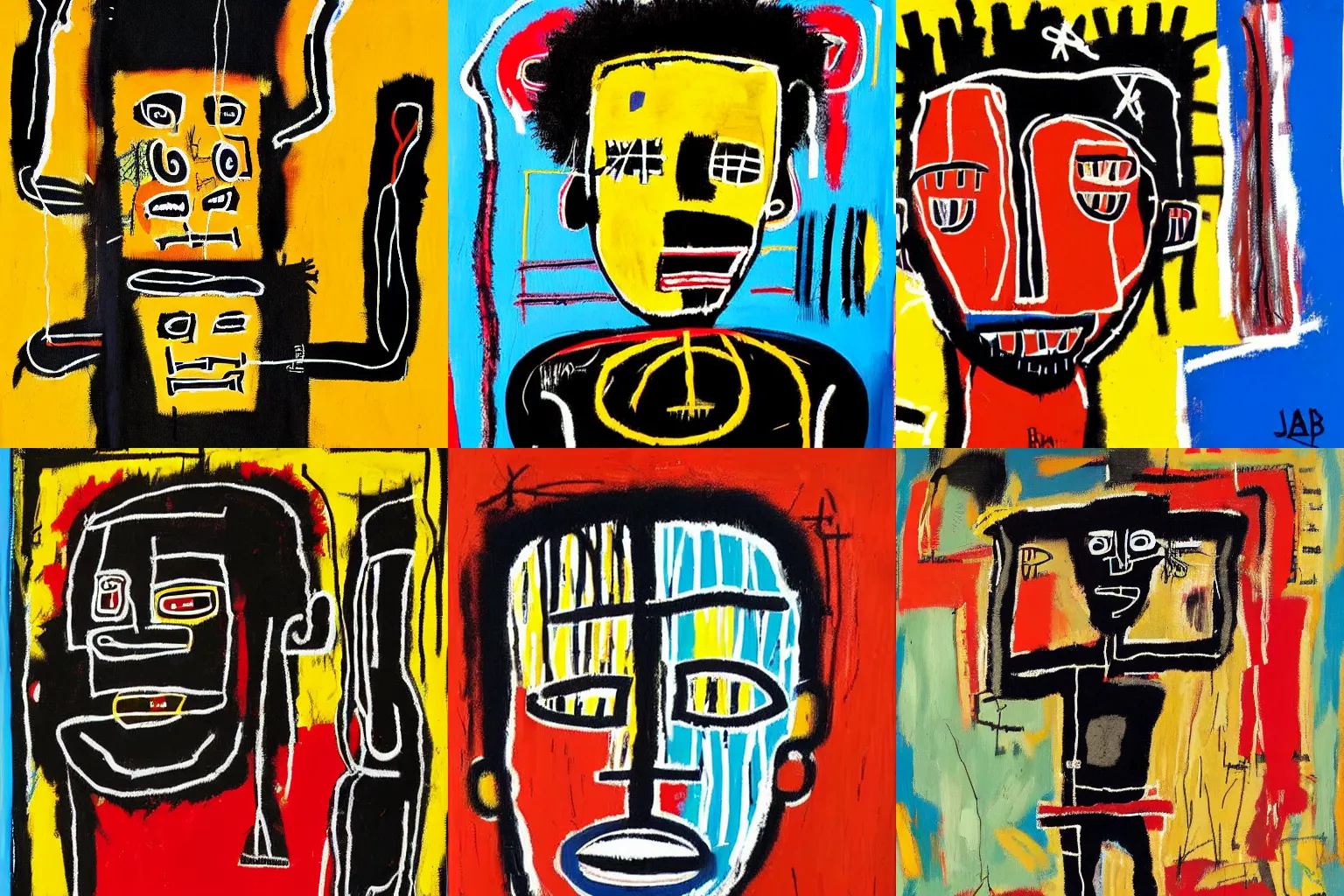 Image similar to painting of an black strong african man by jean-michel basquiat