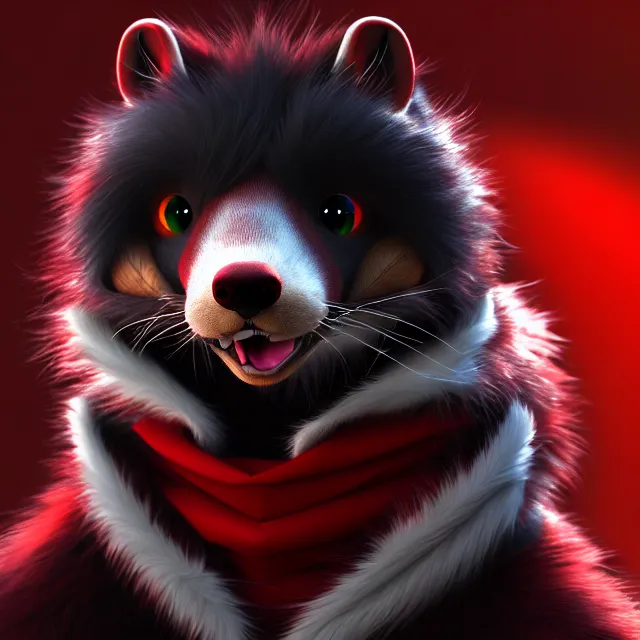 Image similar to furry - male - red - black - weasel - geistcaller - fursona uhd ue 5 visual novel pc game expressions, photorealistic