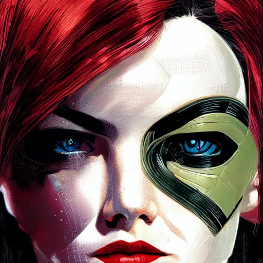 Image similar to portrait of a female android, by DC comics and Sandra Chevrier