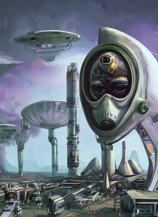 Image similar to atompunk portrait of a futuristic civilization on a strange planet, oddity