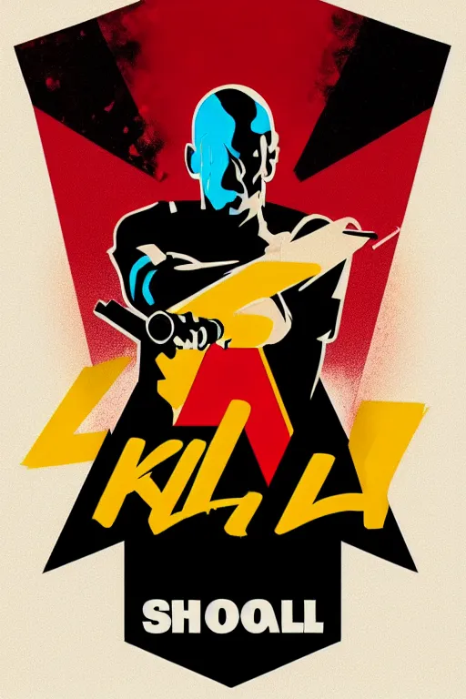 Prompt: kill to survive, shoot to kill. pop art logo, no duplicate image, glowing lights, ultra details, digital painting, artstation, concept art, smooth, sharp focus, illustration, intecrate details, balance, art by richard hamilton and mimmo rottela