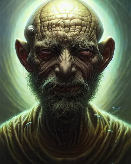 Prompt: a detailed portrait of Biopunk old man by Tomasz Alen Kopera and Peter Mohrbacher