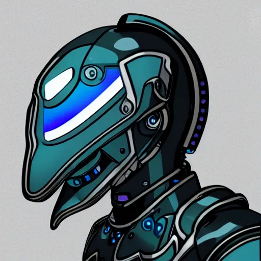 Prompt: cybernetic bottlenose dolphin headshot profile picture, anthropomorphic robot design inspired by dolphins, bulbous dolphin snout, large black visor screen for face, commission on FurAffinity, unreal engine