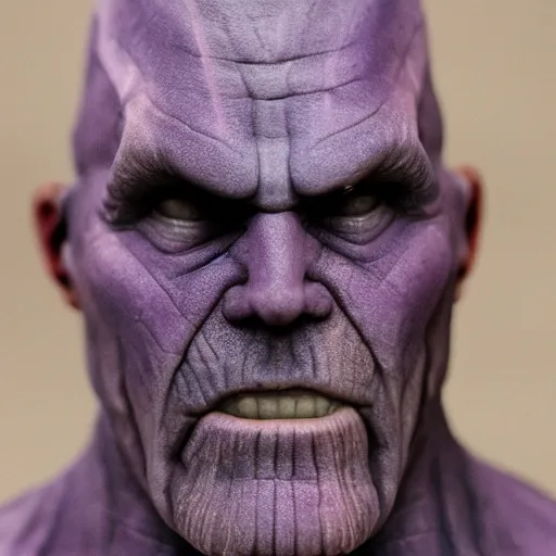 Image similar to ( pope ) thanos!!, purple skin, josh brolin, realistic, highly detailed