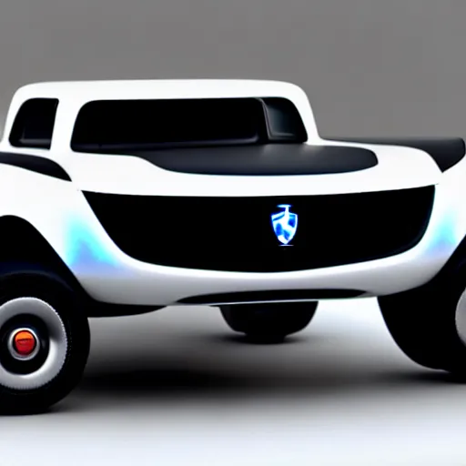 Image similar to futuristic pickup truck made by ferrari, photorealistic, 3D