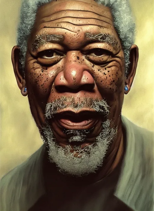 Prompt: morgan freeman as saurman, by alan lee, lord of the rings, smooth, oil painting, matte painting, concept art, trending on artstation, promotional artwork, film still, elegant, photorealistic facial features, intricate, detailed face, cinematic lighting