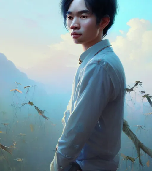 Prompt: highly detailed portrait of a young ho chi minh with long hairs, unreal engine, fantasy art by greg rutkowski, loish, rhads, ferdinand knab, makoto shinkai and lois van baarle, ilya kuvshinov, rossdraws, tom bagshaw, alphonse mucha, global illumination, radiant light, detailed and intricate environment