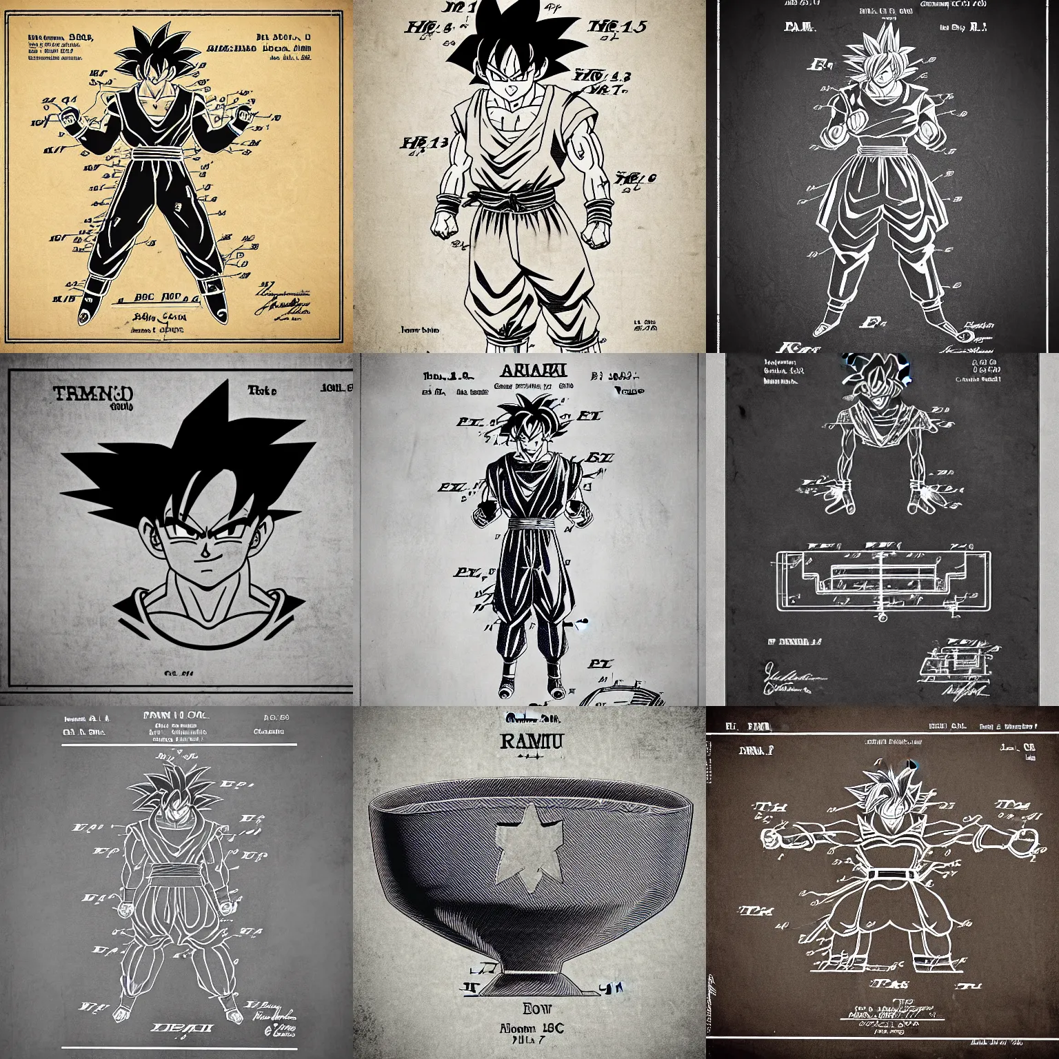 Prompt: a patent diagram of goku