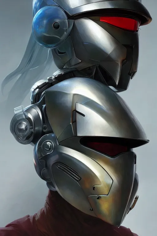 Image similar to helmet robot ninja mask call of dutty modern global illumination ray tracing hdr fanart arstation concept art, matte, art by wlop and artgerm and greg rutkowski and alphonse mucha