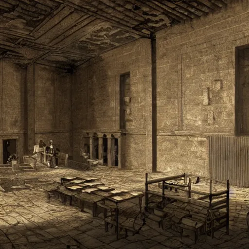 Prompt: piranesi prison interior