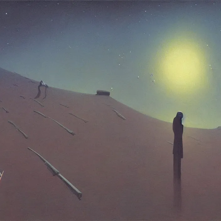 Image similar to the stars are calling me to go home, science fiction, Edward Hopper and James Gilleard, Zdzislaw Beksinski, highly detailed