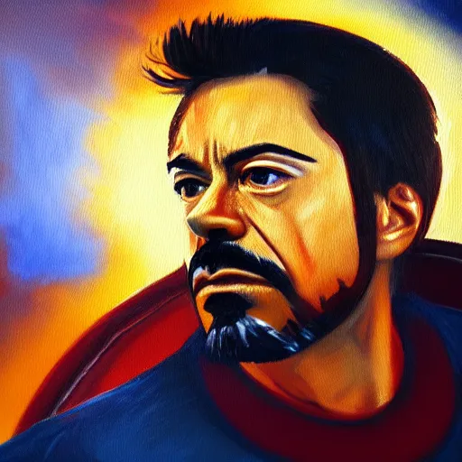 detailed oil painting of tony stark sitting in an | Stable Diffusion ...