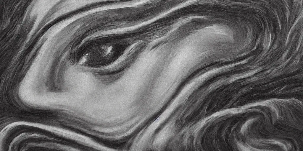 Prompt: detailed painting of a face made of waves