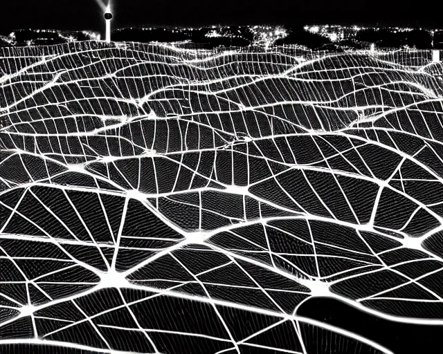 Prompt: black and white connected ecovillage houses - plant goddess high quality photo, microchip, artificial intelligence, bio - mechanical bio - luminescence, black wired cables, neurons, nerve cells, cinematic, rim light, photo - realistic, elegant, high detail, 8 k, masterpiece, high fashion, in the style of man ray