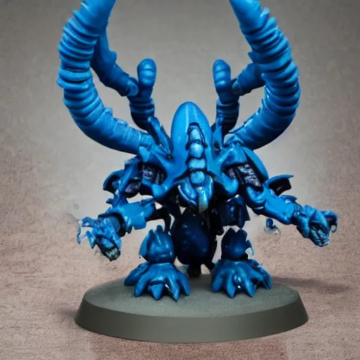 Image similar to a warhammer40k tyranid figurine painted blue