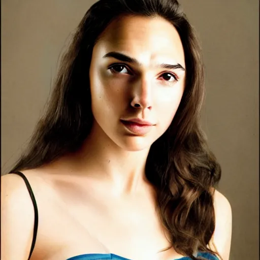 Image similar to a beautiful young girl who looks like gal gadot and rebecca fergueson portrait photo