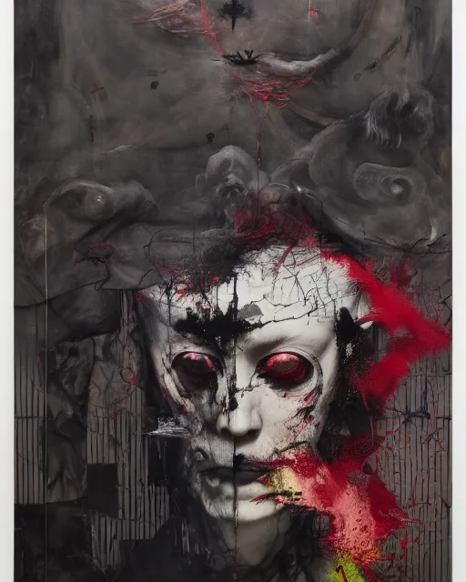 Prompt: the embodiment of dark surrealism, a brutalist designed, gothic, rich deep colours, charcoal, painted by francis bacon, adrian ghenie, james jean and petra cortright, part by gerhard richter, part by takato yamamoto. 8 k masterpiece.