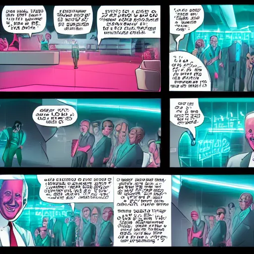 Image similar to futuristic comic about Joe Biden, neon lighting