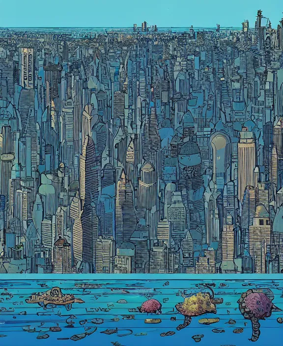 Prompt: city skyline made from obese sea slugs, in the style of a puffy spaceship, skeletons, partly cloudy, spooky, dramatic lighting, by geof darrow, bill sienkiewicz, dan mumford, yusuke murata, makoto shinkai, ross tran, cinematic, unreal engine, cel shaded, featured on artstation, pixiv