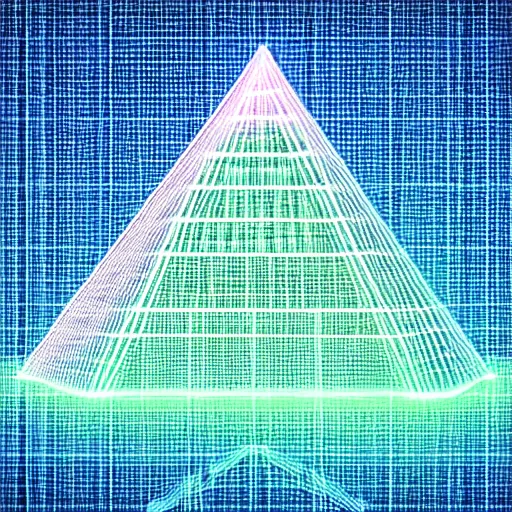 Image similar to neon wireframe 3 d pyramid vaporwave style